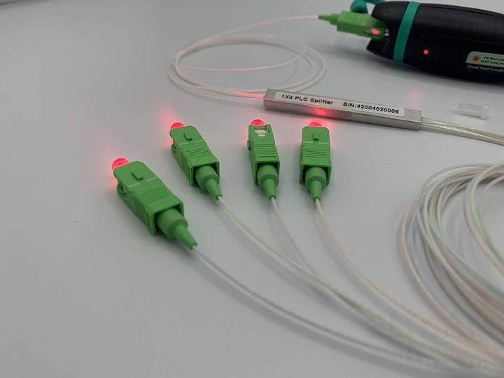 Elfcam - Optischer Splitter Glasfaser-PLC-Splitter (Fasersplitter) SC/APC Simplex Singlemode 0,9 mm,