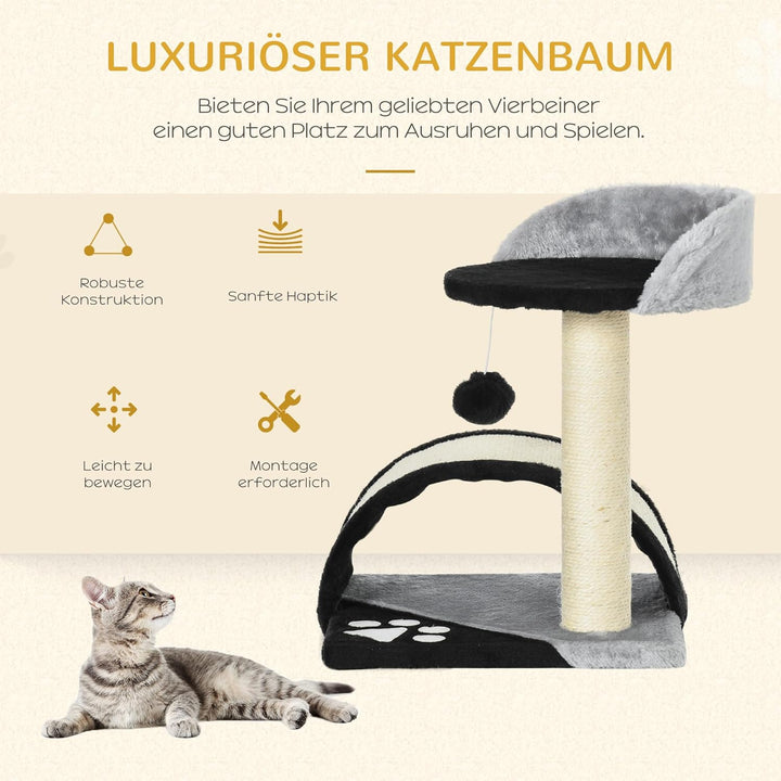 PawHut Kratzbaum 46 cm Kleiner Katzenturm mit Höhle, Spielball, Sisal-Seil, erhöhter Plattform, Katz