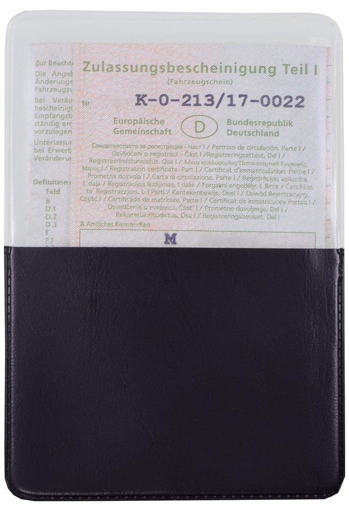 KFZ Schein Schutzhülle 1 Fach Made in Germany Etui Mappe Kartenhülle Fahrzeugschein Hülle (Schwarz),