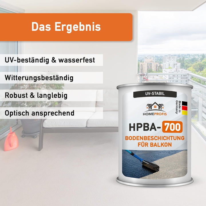 Home Profis® HPBA-700 seidenmatte UV-beständige 1K Bodenfarbe (5m²) für Balkon & Terrasse in RAL 301