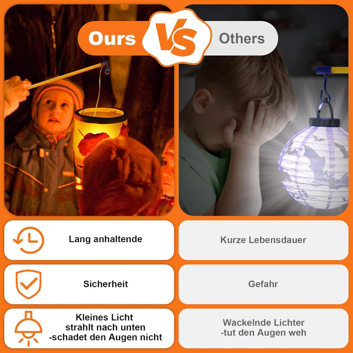 REDTRON 4er LED Laternenstab Elektrisch 50cm für St Martin, Sankt Martin Laterne Kinder Elektrischer
