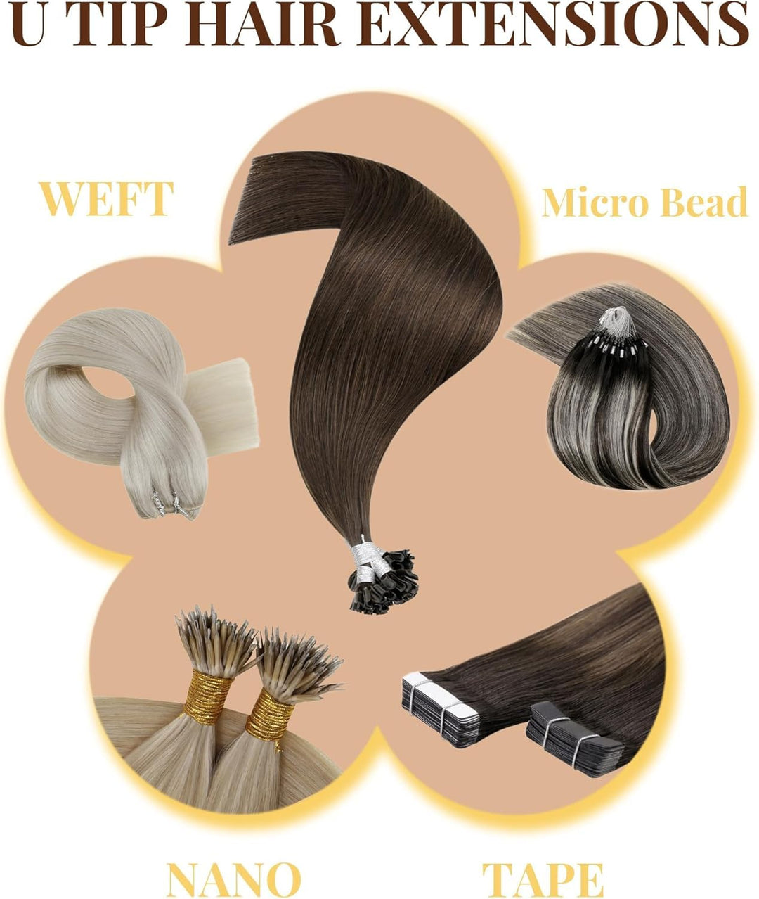 Hetto Echthaar Extensions Bondings Braun Keratin Extensions Bonding Echthaar Remy Bondings Echthaar