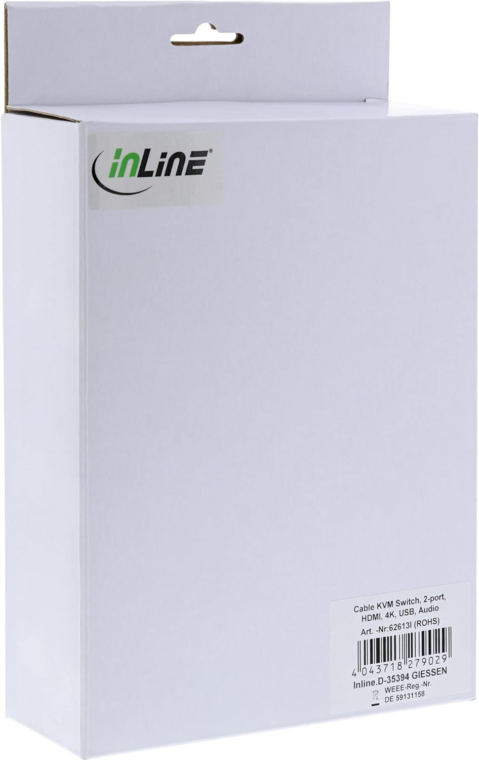 InLine 62613I KVM Switch, 2-fach, HDMI, 4K, USB, mit Audio, integr. Kabel