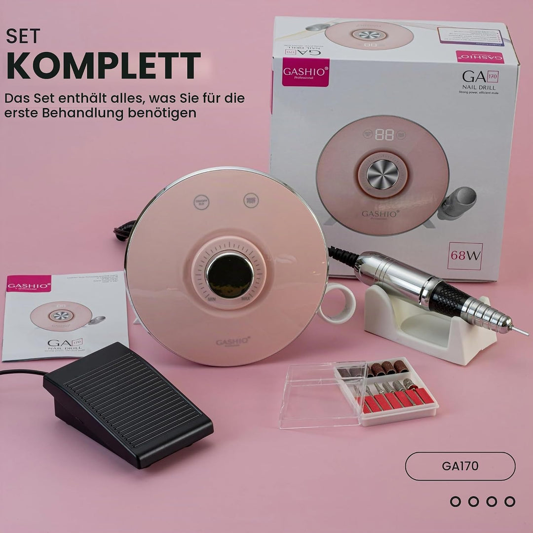 GASHIO® Nagelfräser GA170 | Nagelbohrmaschine | Nagelfeile | 68W | 45.000u/MIN | Kunststoff | Profes