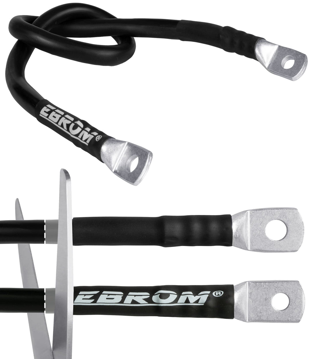 EBROM HI-FLEX Batteriekabel 50 mm² schwarz fertig konfektioniert, ab 30 cm bis 10 m viele Längen + R
