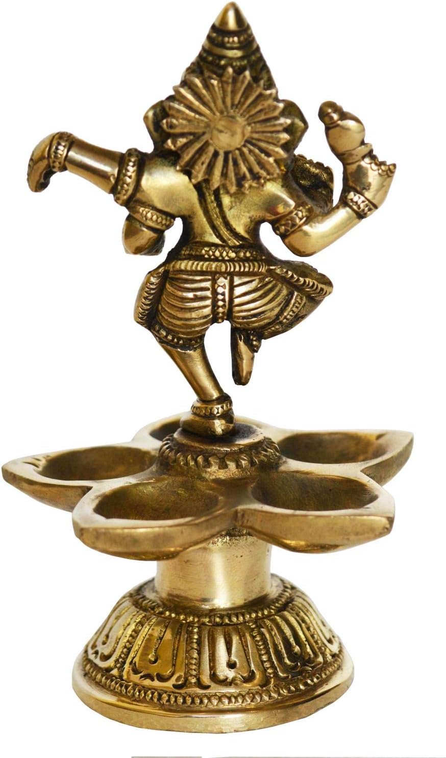 Aakrati Öllampe aus Messing, Motiv: tanzende Ganesha, dekorative Metalllampe, Statue für Heimdekorat