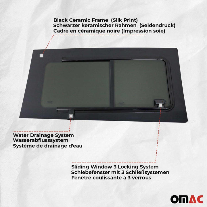 Seitenfenster Schiebefenster Kompatibel mit VW T4 Transporter 1990-2003 Hinten Rechts L2, Hinten Rec