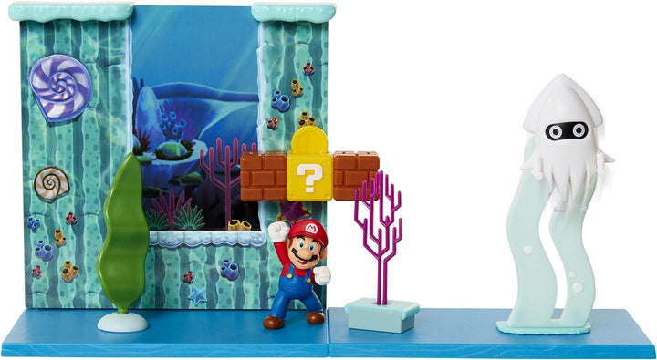 Nintendo Unisex Kinder - inkl. Nintendo Super Mario Spielset Unterwasser Welt inkl 6cm Mario Figur,