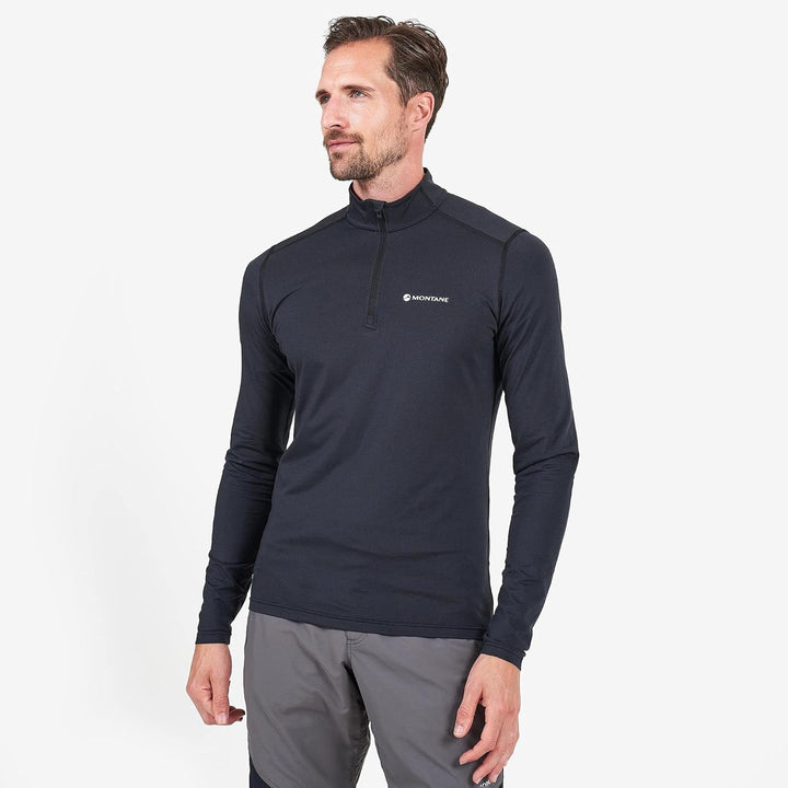 Montane Dart Thermo Zip Neck Mens Base Layer Top, Schwarz