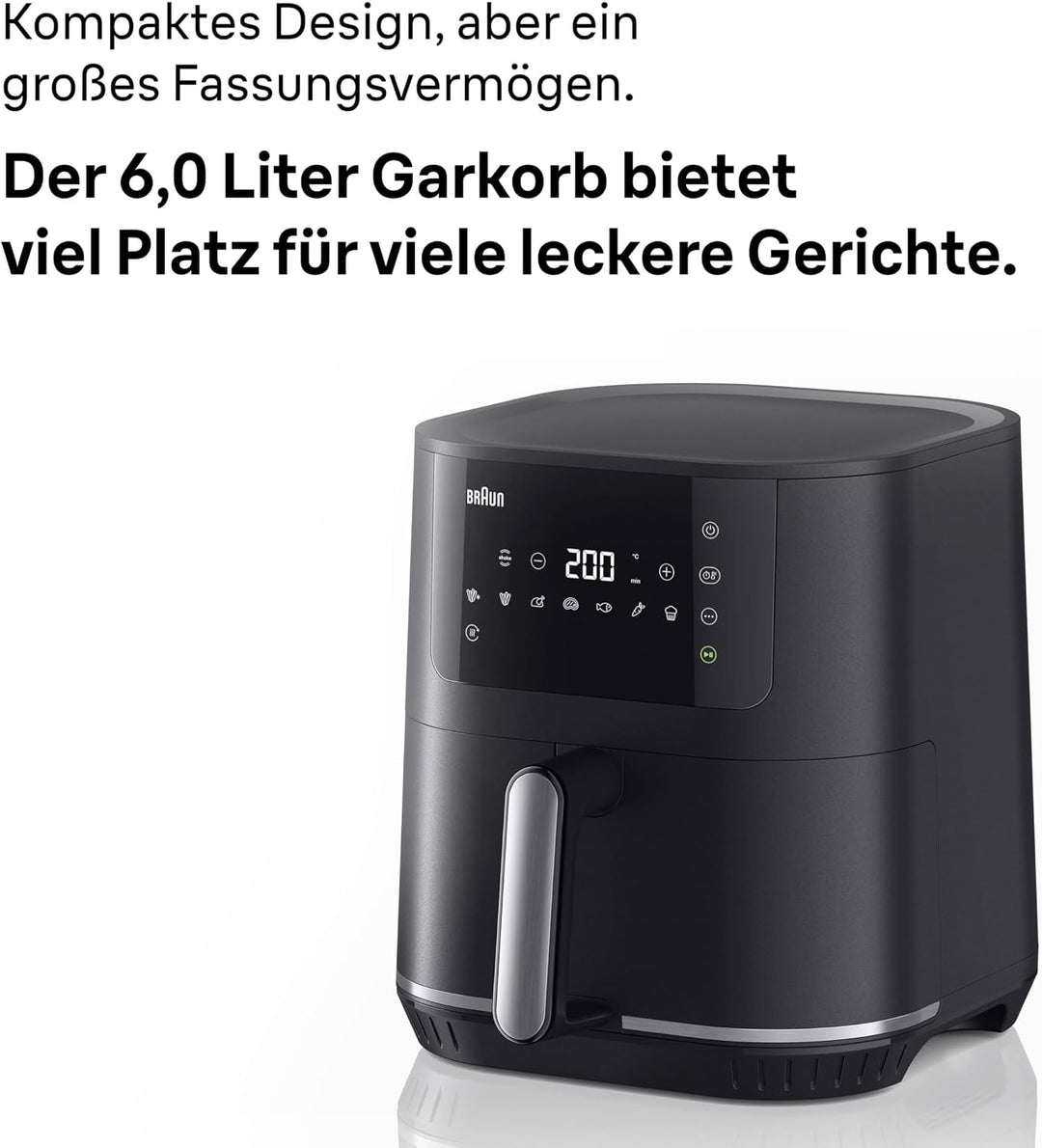 Braun MultiFry 5 HF5030 Digitale Heissluftfritteuse, 6L Airfryer, 80-220°, 8 Programme, spülmaschine