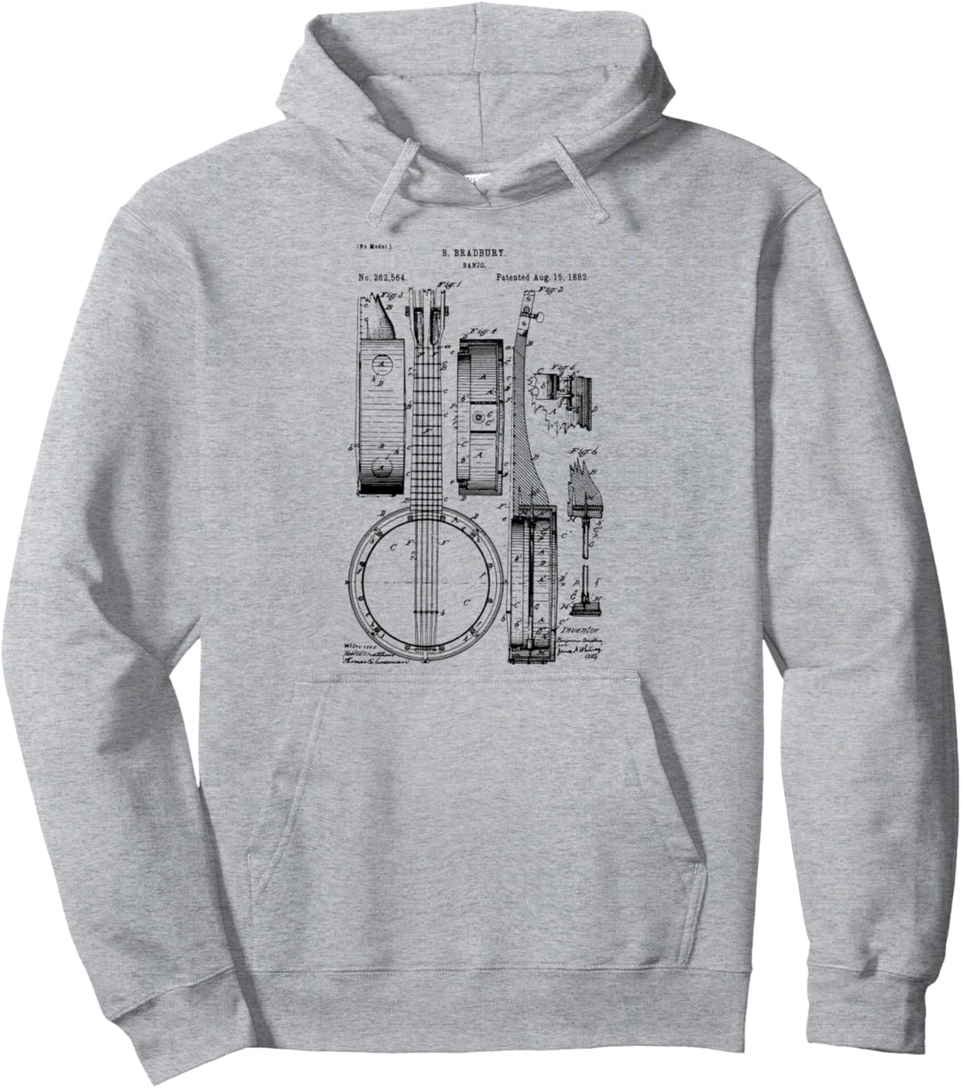 Banjo Player gift Folk Country Musician Funny Banjo patent Pullover Hoodie