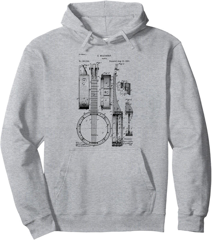 Banjo Player gift Folk Country Musician Funny Banjo patent Pullover Hoodie