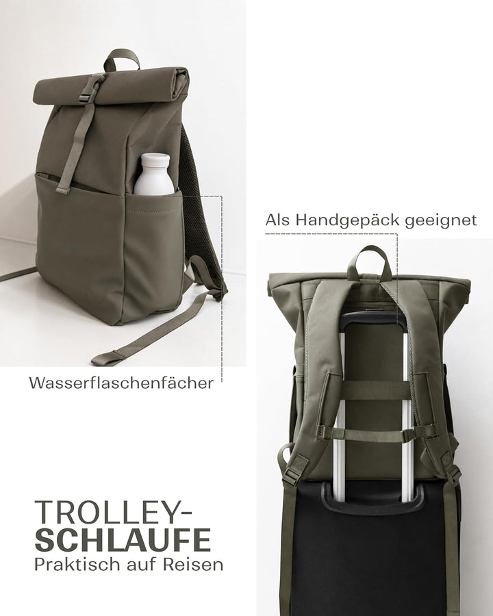 SVOLTA Rolltop Rucksack Damen und Herren - Reiserucksack 25L Wasserabweisend - Stylische Laptop Ruck
