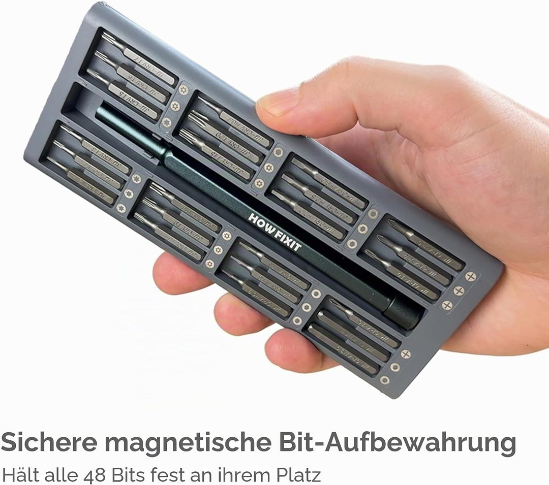 HowFixit PRO 48 Bit Schraubendreher Set für Elektronik, Smartphone, iPhone, Laptop, Macbook, PC, Spi