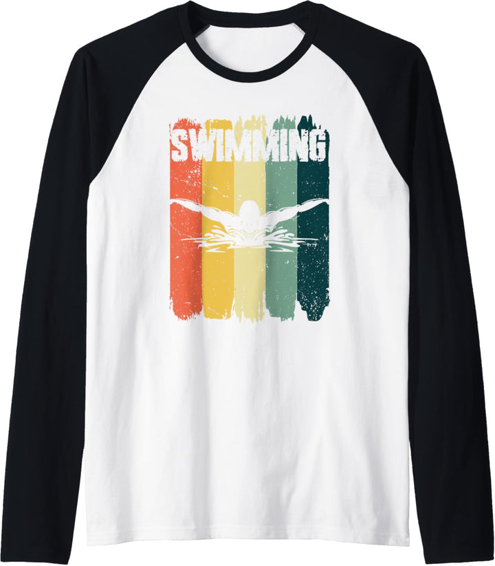 Schwimmen Sport Retro Vintage Schwimmer Raglan