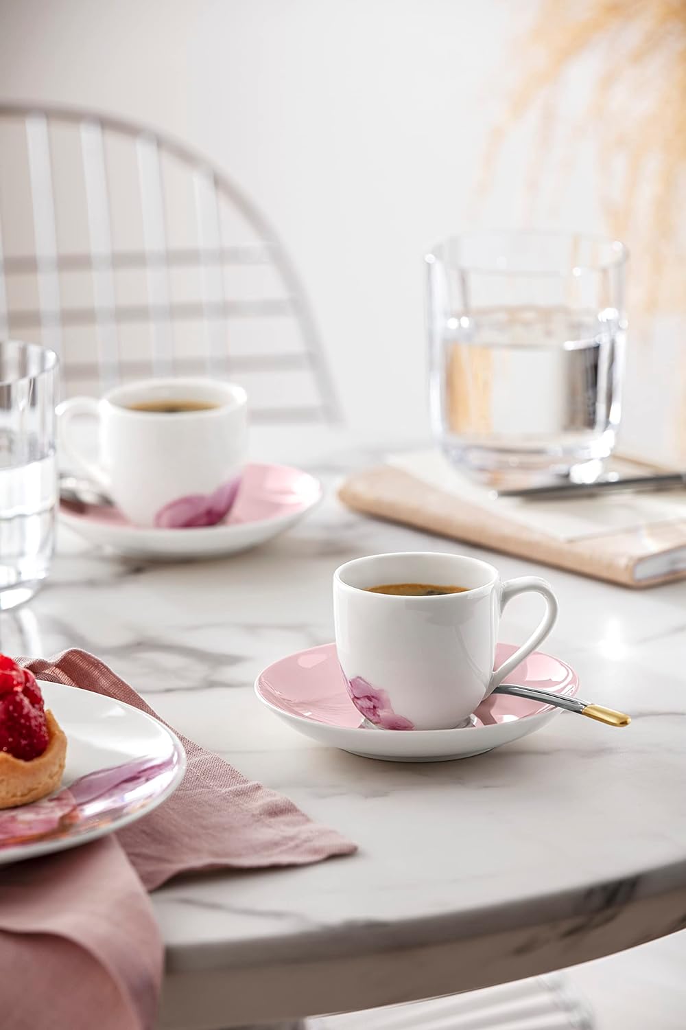 Villeroy & Boch Rose Garden Mokka-/Espressountertasse 6er Set weiss D.12cm