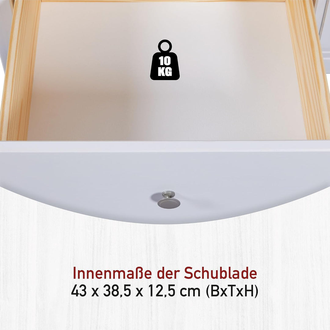 Inter Link Couchtisch aus Kiefer Massivholz mit Schublade – Wohnzimmertisch – Robuster Sofatisch mit