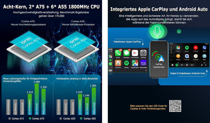 Erisin 7 Zoll 8-Kern 4GB+64GB Android 14 Autoradio mit CD Player für VW Passat B6 Golf 5/6 T5 Tiguan