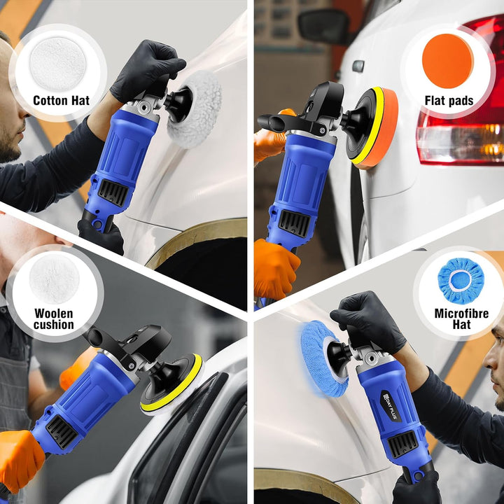 HSHa Poliermaschine, 1400W Auto Poliermaschine Set mit 150/180mm Polierteller, Poliermaschinen Set m