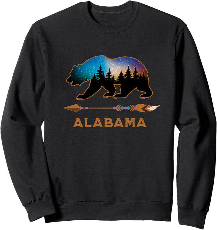 Alabama USA Black Bear Wildlife Starry Night Sky Souvenir Sweatshirt