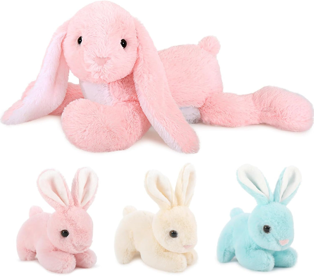MorisMos gross Osterhase Kuscheltier XXL mit Baby im Bauch, 60cm lang Pink Hase plüschtier stofftier