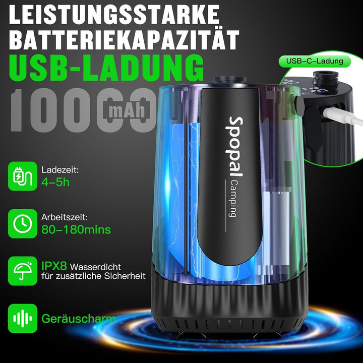 Spopal Camping Dusche, [10000mAh] Campingdusche Tragbare mit 20L Klappbarer Eimer, Camping Dusche Ak