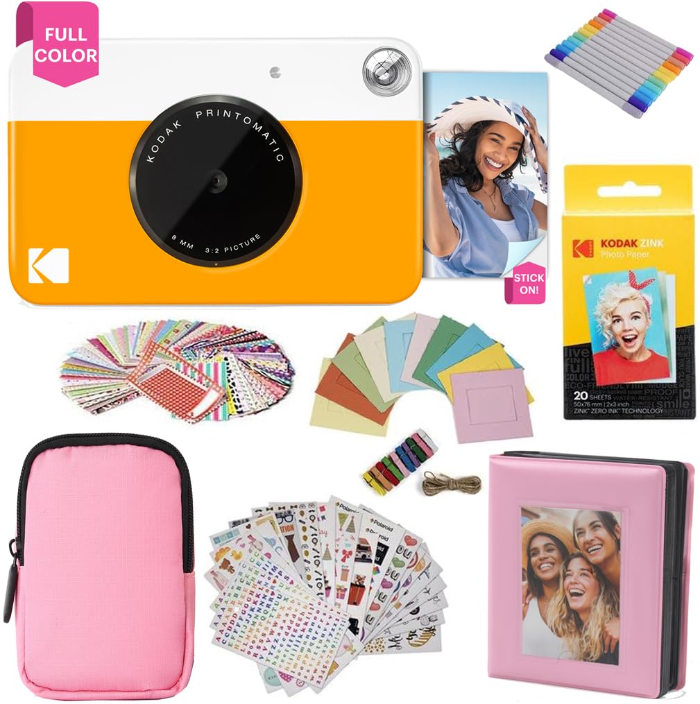 KODAK Printomatic Vollfarb-Sofortdruckkamera-Geschenkpaket + Softcase + Zink 2x3 Zoll selbstklebende