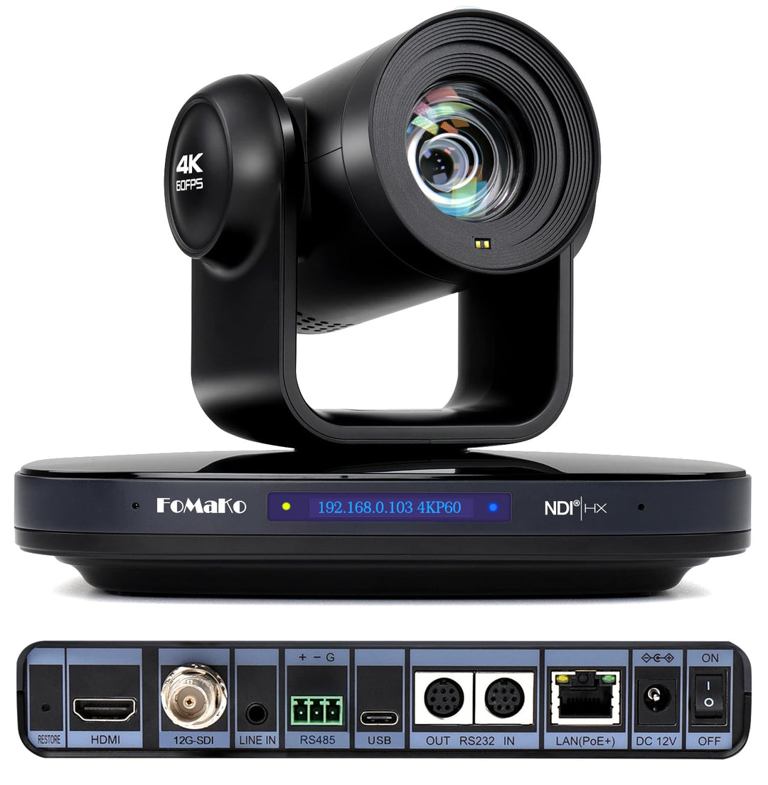 FoMaKo 12G-SDI 4K 60FPS NDI PTZ Kamera, 20X optischer Zoom, 4KP60 AI Auto-Tracking Gen 3, 1/1.8 UHD