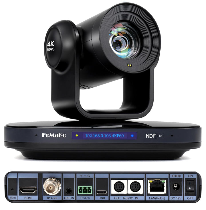 FoMaKo 12G-SDI 4K 60FPS NDI PTZ Kamera, 20X optischer Zoom, 4KP60 AI Auto-Tracking Gen 3, 1/1.8 UHD