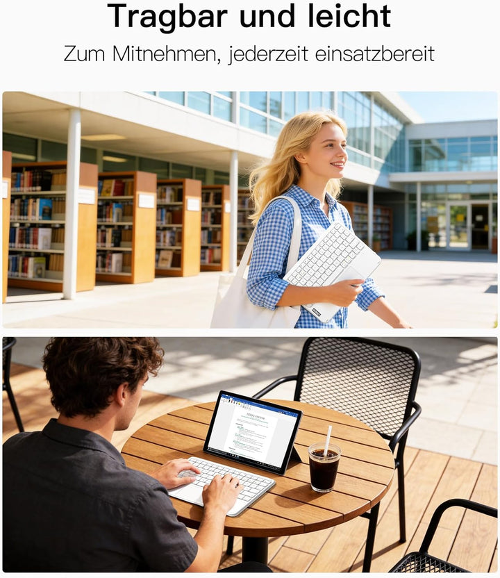 Inateck Tablet Keyboard with Touchpad, Ultralight Keyboard Wireless QWERTZ German with Trackpad, Com