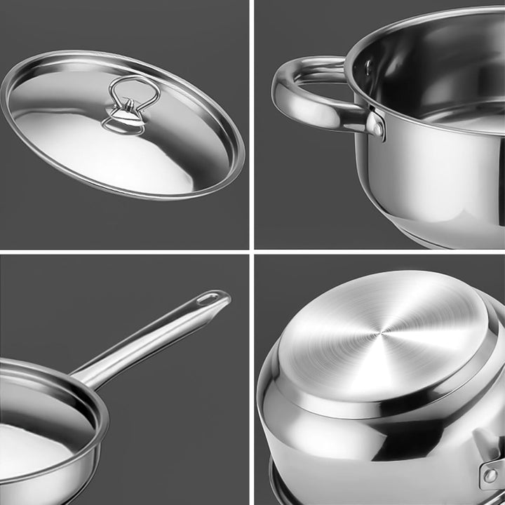 Hunnycook Topfset Induktion - 15-teilig, Starkbodig Edelstahl Töpfe Set, Inklusive Kochtöpfe, Bratpf
