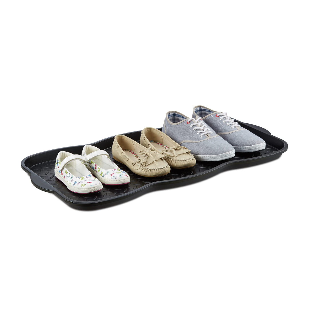 Relaxdays Schuhabtropfschale gross, Kunststoff Schuhablage f. 6 Schuhe, Profil Schmutzfang HBT: 3 x