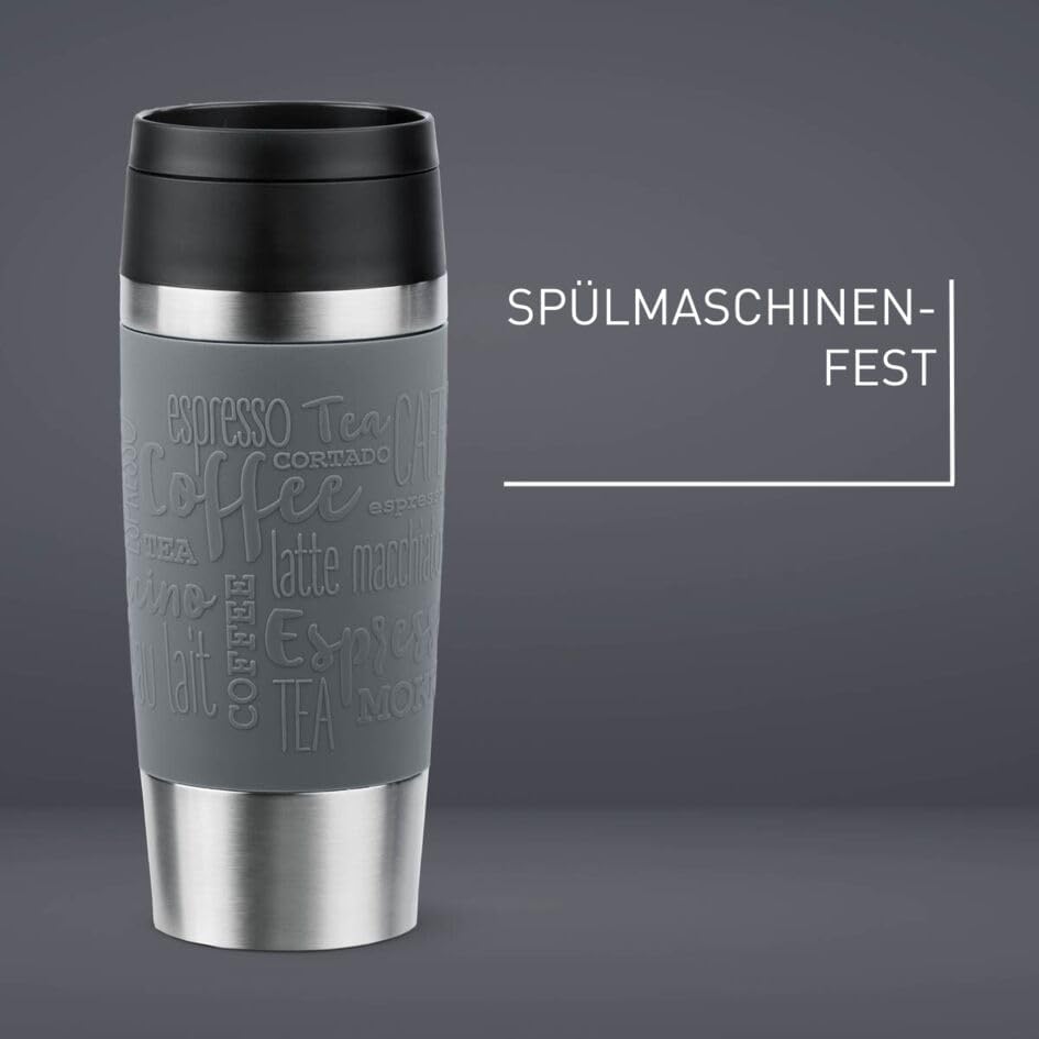 Emsa N20205 Travel Mug Classic Isolierbecher 0,36 Liter | neuer Komfort-Schraubverschluss | Edelstah