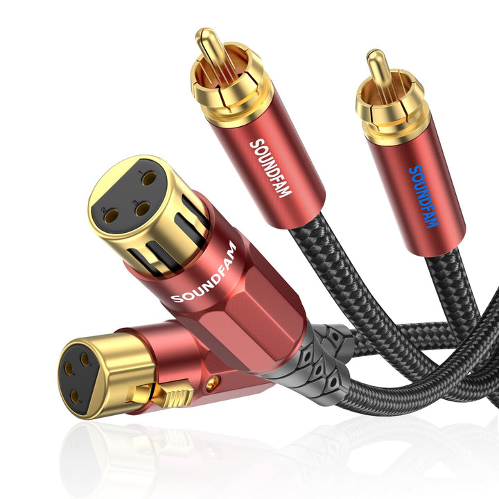 SOUNDFAM XLR auf Cinch Kabel 2M, PREMIUM 2 XLR Buchse zu 2 RCA Stecker Verbindungskabel 2 M 2-RCA au