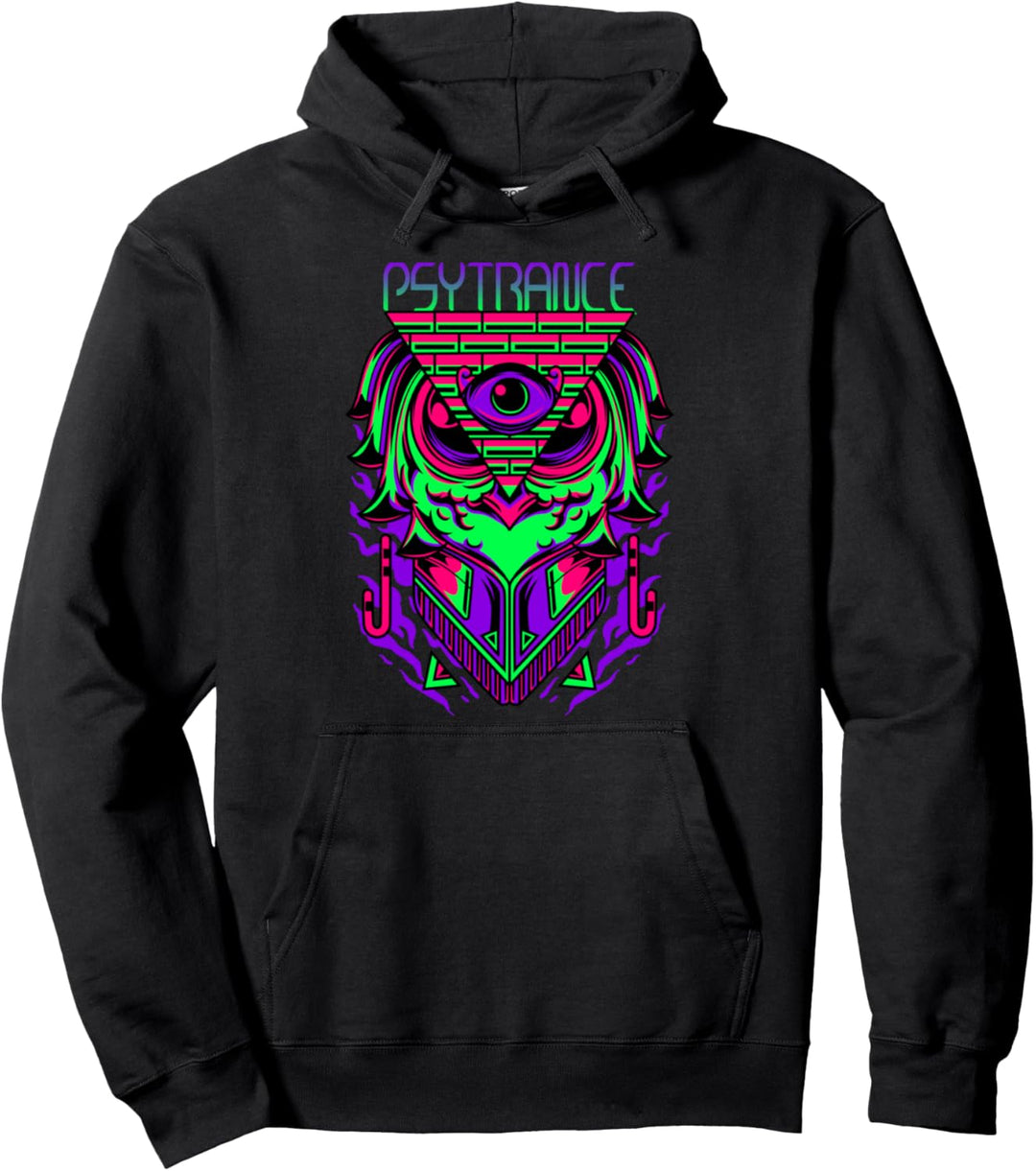 Psytrance Shirt, Rave Shirt, Techno-Eule, EDM, Trippy 3rd Eye Pullover Hoodie