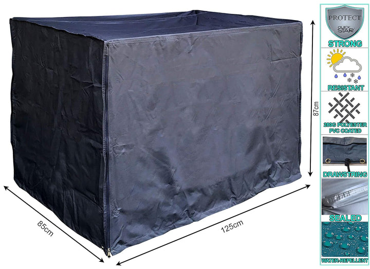 QUICK STAR Gitterbox Abdeckung 125x85x87cm Schwarz Schutzhaube Abdeckplane