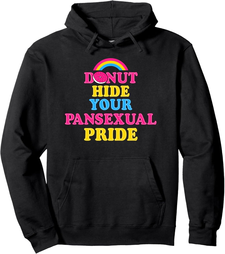 Donut Hide Your Pansexual Pride Flag Rainbow Funny Cute Pullover Hoodie