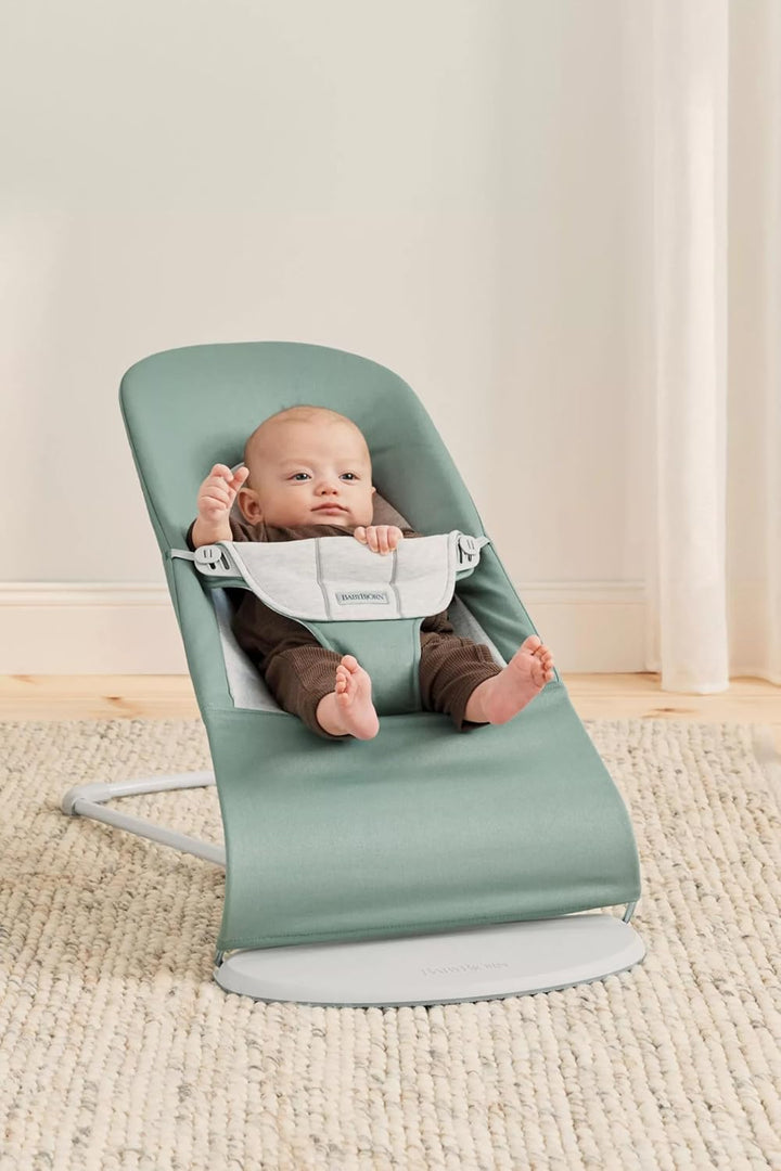 BabyBjörn Babywippe Balance Soft,Gewebt/Jersey, Graugrün/Grau