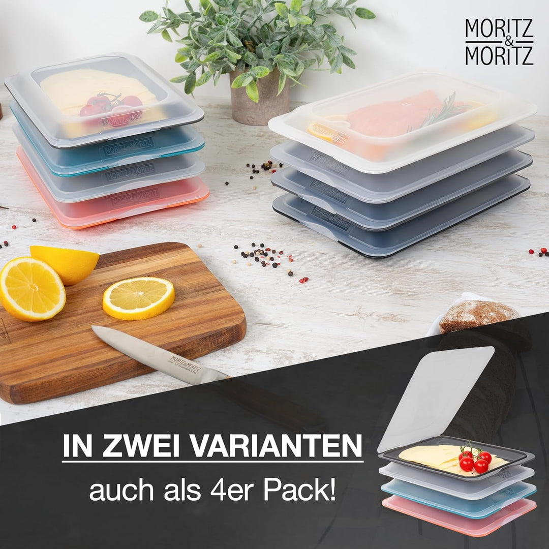 Moritz &amp; Moritz 8er Set Aufschnittbox stapelbar - Frischhaltedosen mit Deckel zur Aufbewahrung von W