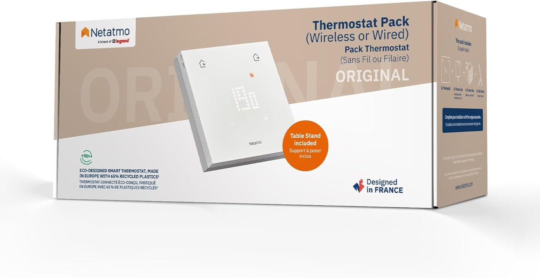 Netatmo Smartes Thermostat ORIGINAL für individuelle Heizkessel - Installationspaket, schnurlos/kabe
