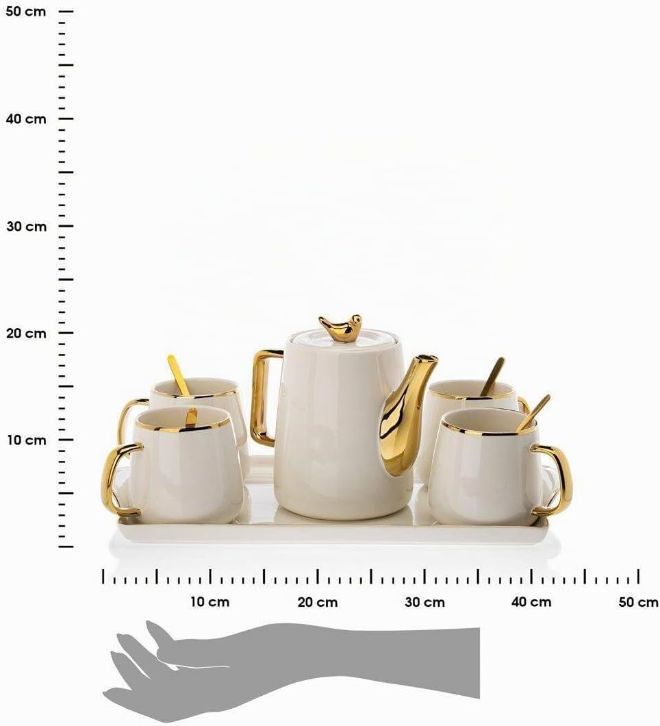 HowHomely Kaffeeservice Porzellan Teeservice 10 Stück - Tee Services Set Kaffeegeschirr für 4 Person