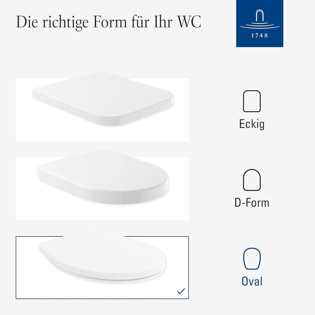 Villeroy & Boch Universal WC-Sitz - Toilettendeckel Weiss glänzend mit Absenkautomatik (nach Montage