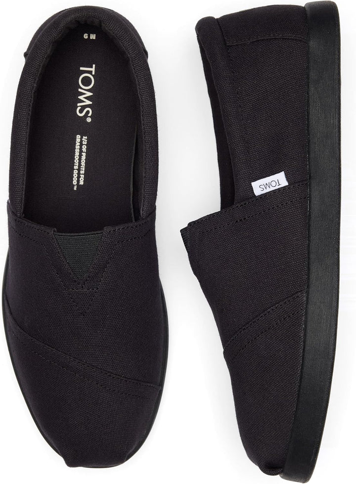 TOMS Herren Alp FWD Flacher Slipper 40.5 EU Black Black Recycled Cotton Canvas, 40.5 EU Black Black
