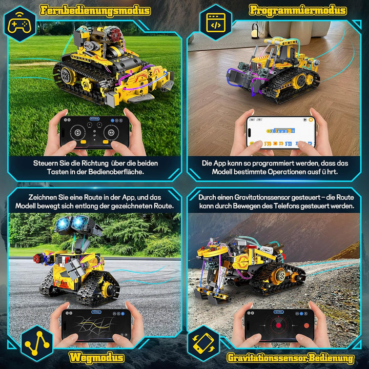 Technik Roboter Bauspielzeug, 5-in-1 Roboticset Programmierbarer mit App &amp; Fernsteuerung, RC Roboter