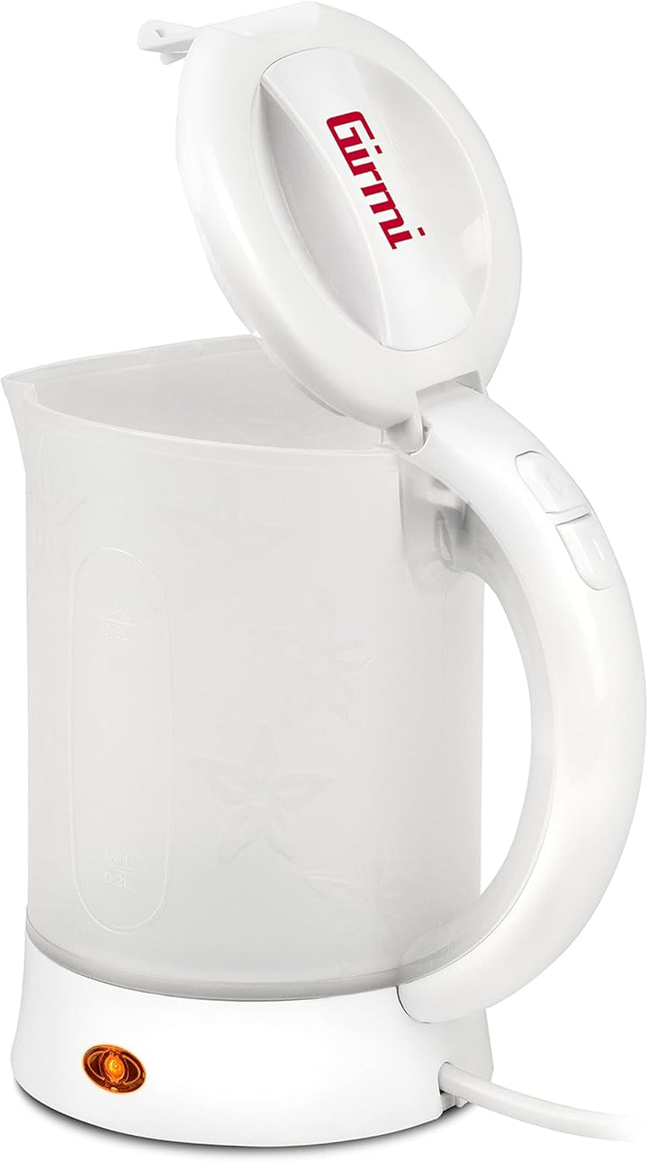 Girmi BL04 Reisewasserkocher, 0,6 Liter, 600 W, 2 Becher inklusive, Messkanne, Weiss-Transparent, We