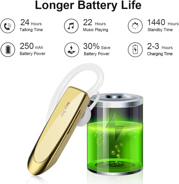 New Bee Bluetooth Headset Wireless Freisprech Telefon Bluetooth-Headset mit Mikrofon für iPhone Sams