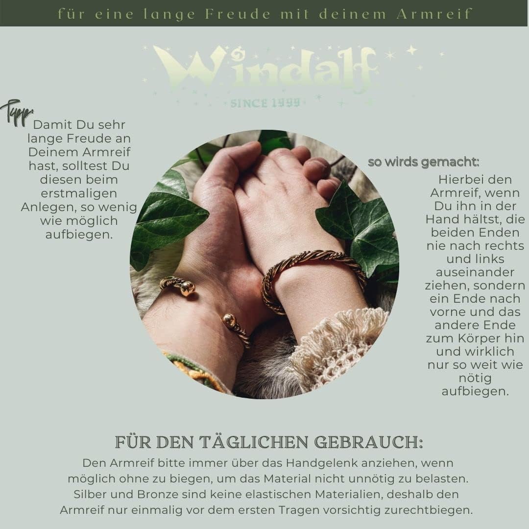 Windalf Nordischer Viking Armreif Midgard Ø 6.4 cm Ethno Vintage-Armschmuck Midgardschlange Hochwert