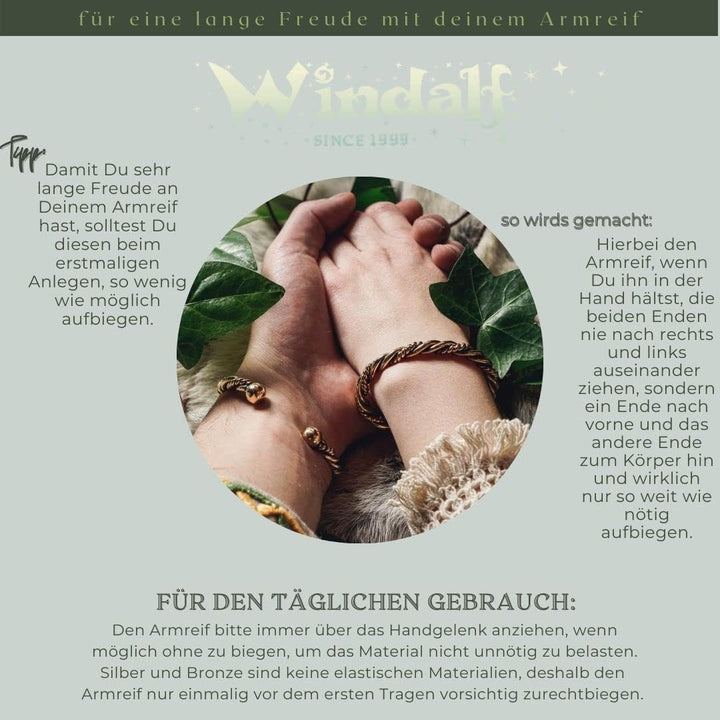 Windalf Nordischer Viking Armreif Midgard Ø 6.4 cm Ethno Vintage-Armschmuck Midgardschlange Hochwert