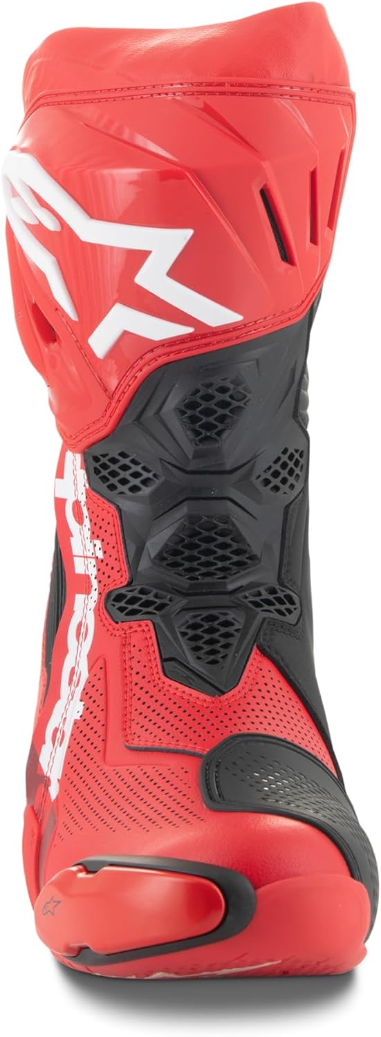 Alpinestars Supertech R Vented Motorradstiefel 45 EU Bright Red Red Fluo, 45 EU Bright Red Red Fluo