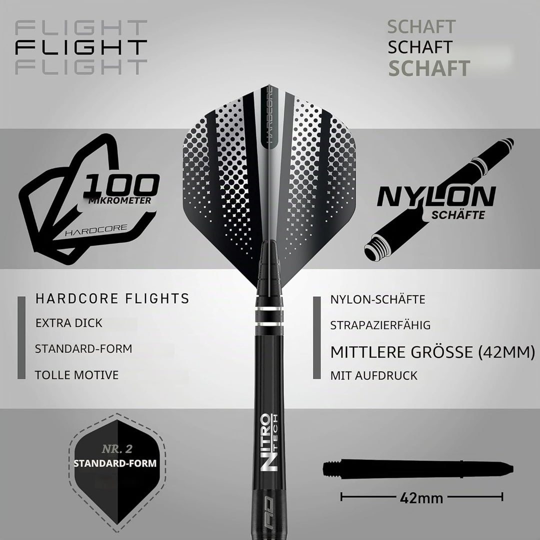 RED DRAGON Razor Edge Series Dartpfeile Tungsten Profi Steel Darts mit Flights und Schäfte 26 g 1, 2